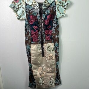 Byron Lars Floral Embroidered Midi Dress - Multicolor NO BELT